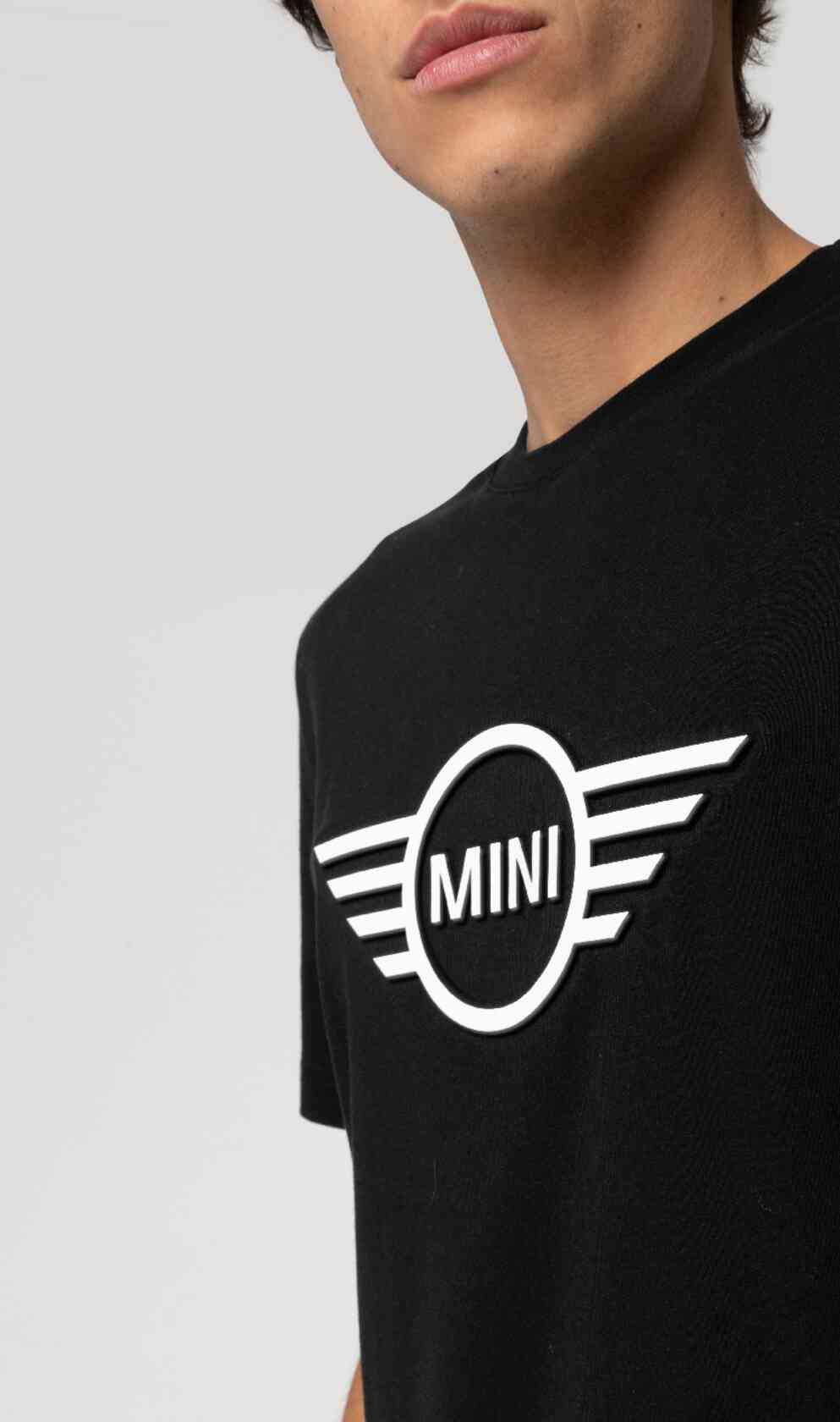 MINI T-Shirt Men's Wing Logo Embossed Schwarz