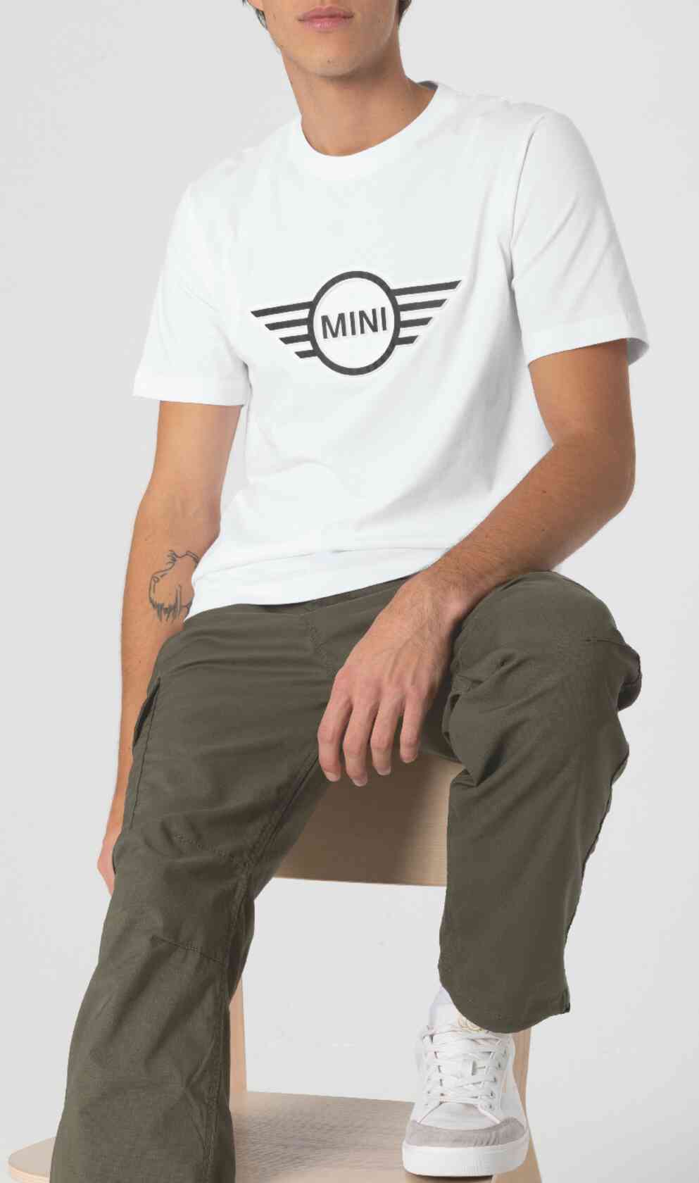 MINI T-Shirt Men's Wing Logo Embossed Weiss