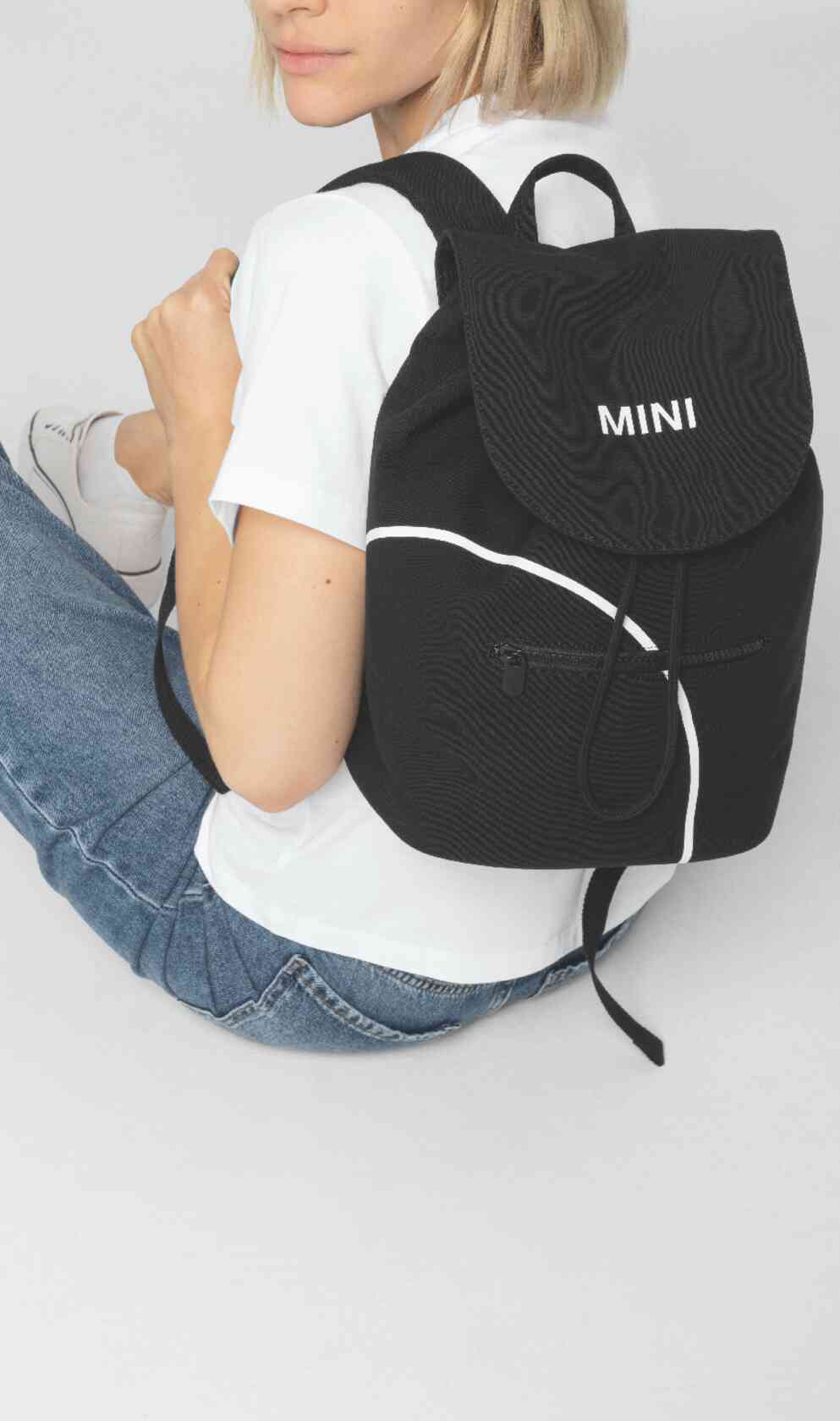 MINI Backpack Outline Print Schwarz